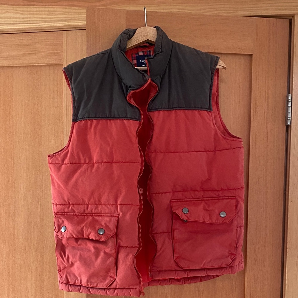 GAP Red and Black Puffer Vest